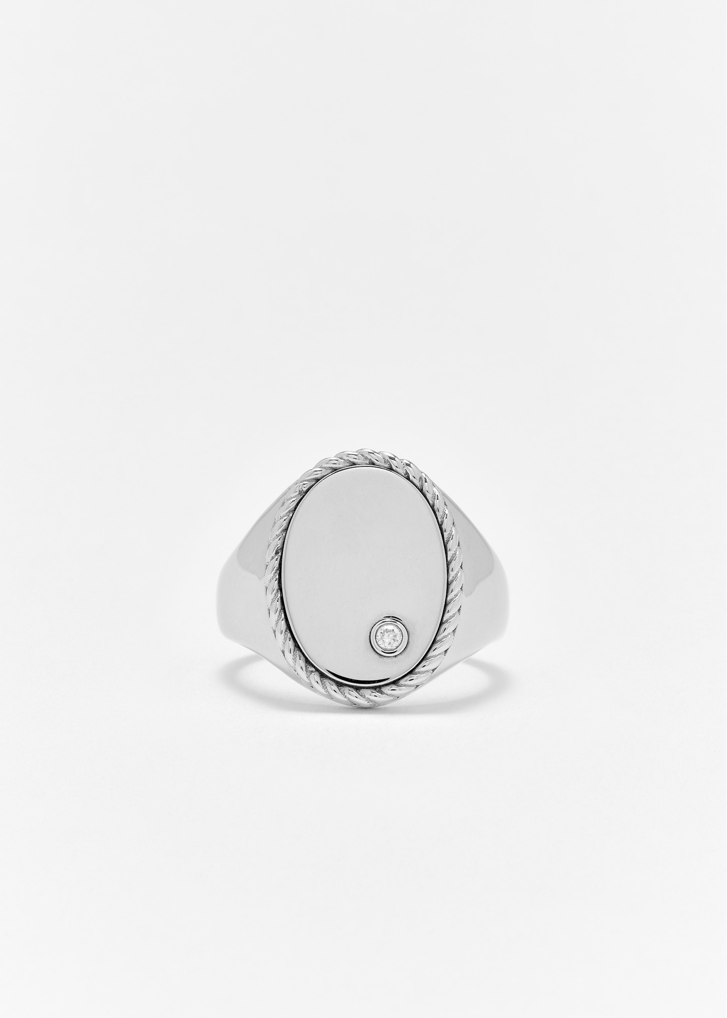 CHEVALIÈRE OVALE GOLD OR BLANC