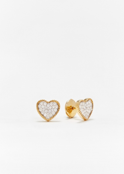 PAIRE DE BABY PUCES COEUR DIAMANTS OR JAUNE
