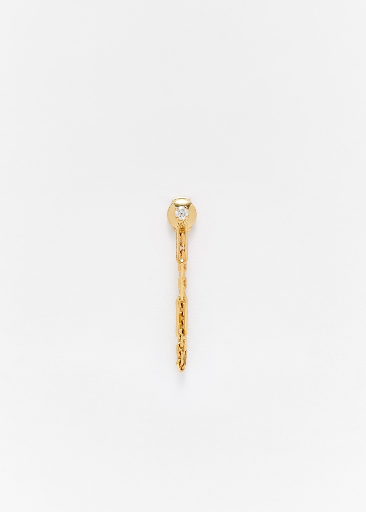 BOUCLE D'OREILLE CHAINE SOLITAIRE DIAMANT OR JAUNE