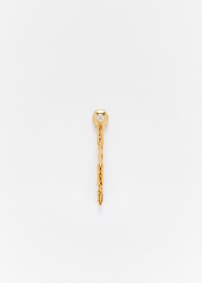 BOUCLE D'OREILLE CHAINE SOLITAIRE DIAMANT OR JAUNE