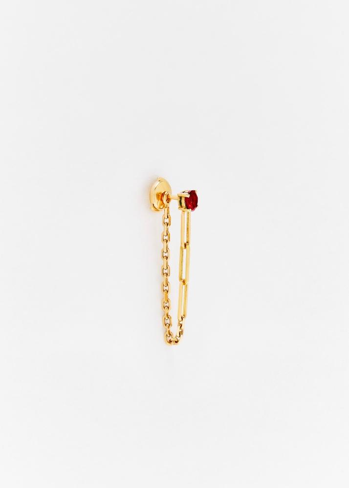 yvonne léon boucle d'oreille chaine solitaire rubis or jaune