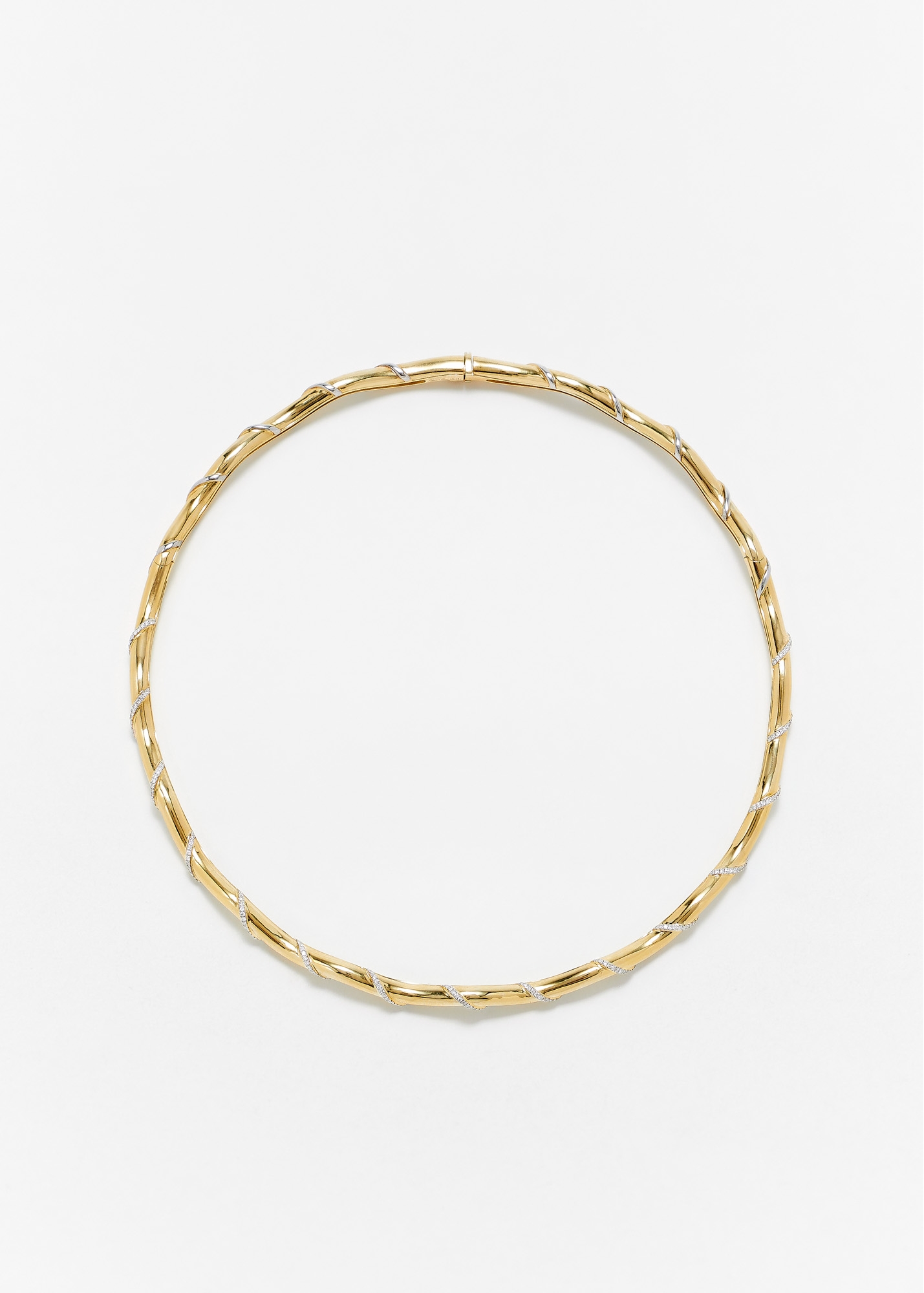 COLLIER TORQUE TWISTÉ GOLD DIAMANTS OR JAUNE