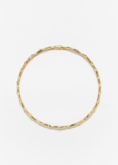 COLLIER TORQUE TWISTÉ GOLD DIAMANTS OR JAUNE