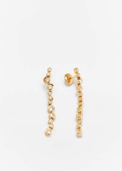 PAIRE DE BOUCLES D'OREILLE LONGUE ESCARGOT DIAMANTS OR JAUNE