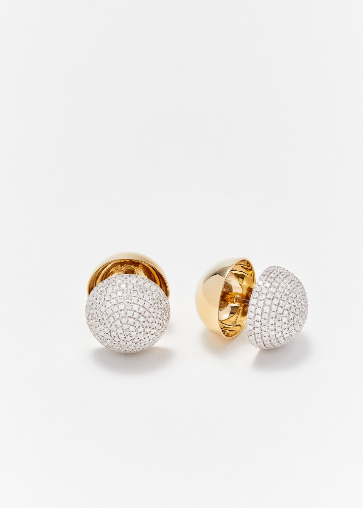 PAIRE DE BOUCLES D'OREILLE BOULE DISCO DIAMANTS 2 ORS