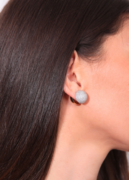 PAIRE DE BOUCLES D'OREILLE BOULE DISCO DIAMANTS 2 ORS