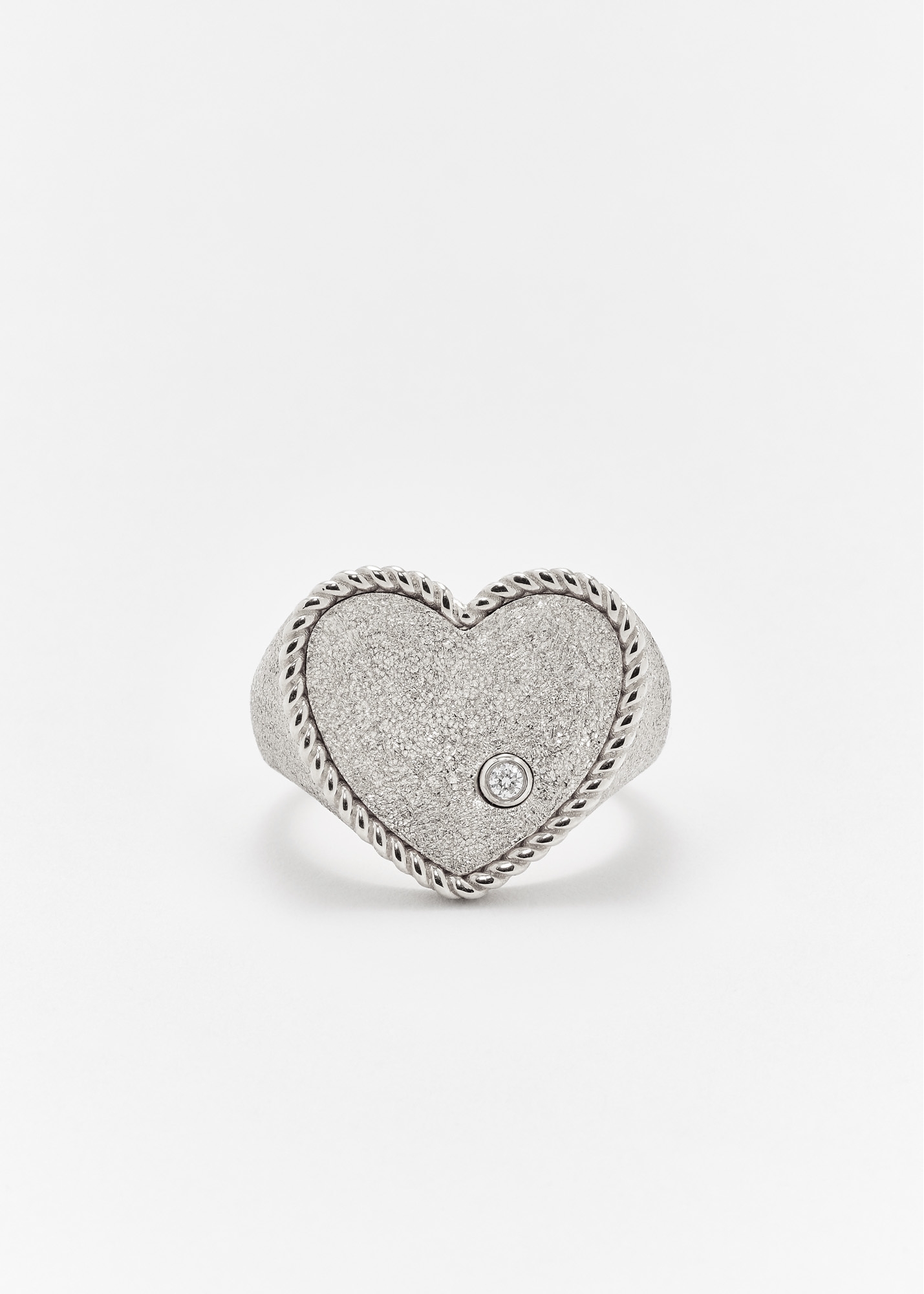 CHEVALIÈRE COEUR PAILLETÉE OR BLANC