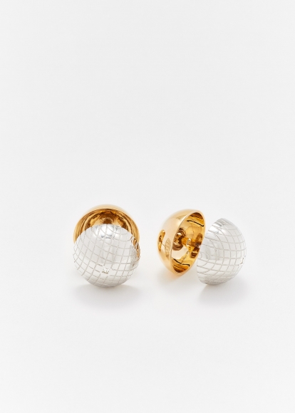 PAIRE DE BOUCLES D'OREILLE BOULE DISCO GOLD 2 ORS