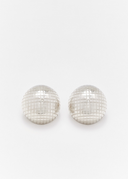 PAIRE DE MAXI BOUCLES D'OREILLE BOULE DISCO GOLD OR BLANC