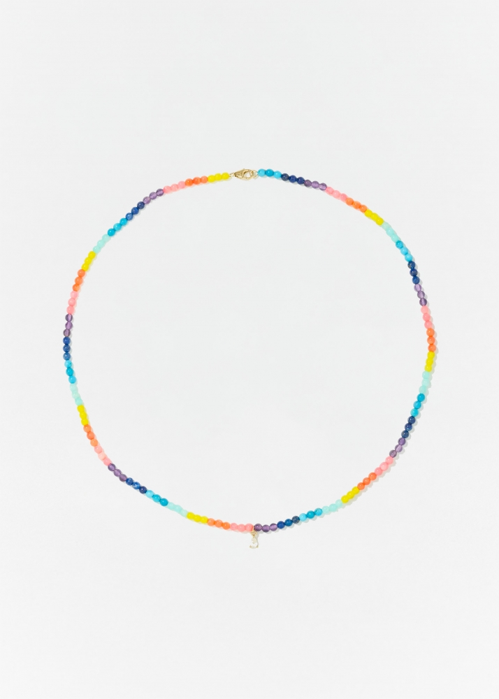 COLLIER PERLES DIAMANTS POIRE RAINBOW OR JAUNE