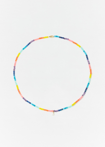 COLLIER PERLES DIAMANTS POIRE RAINBOW OR JAUNE