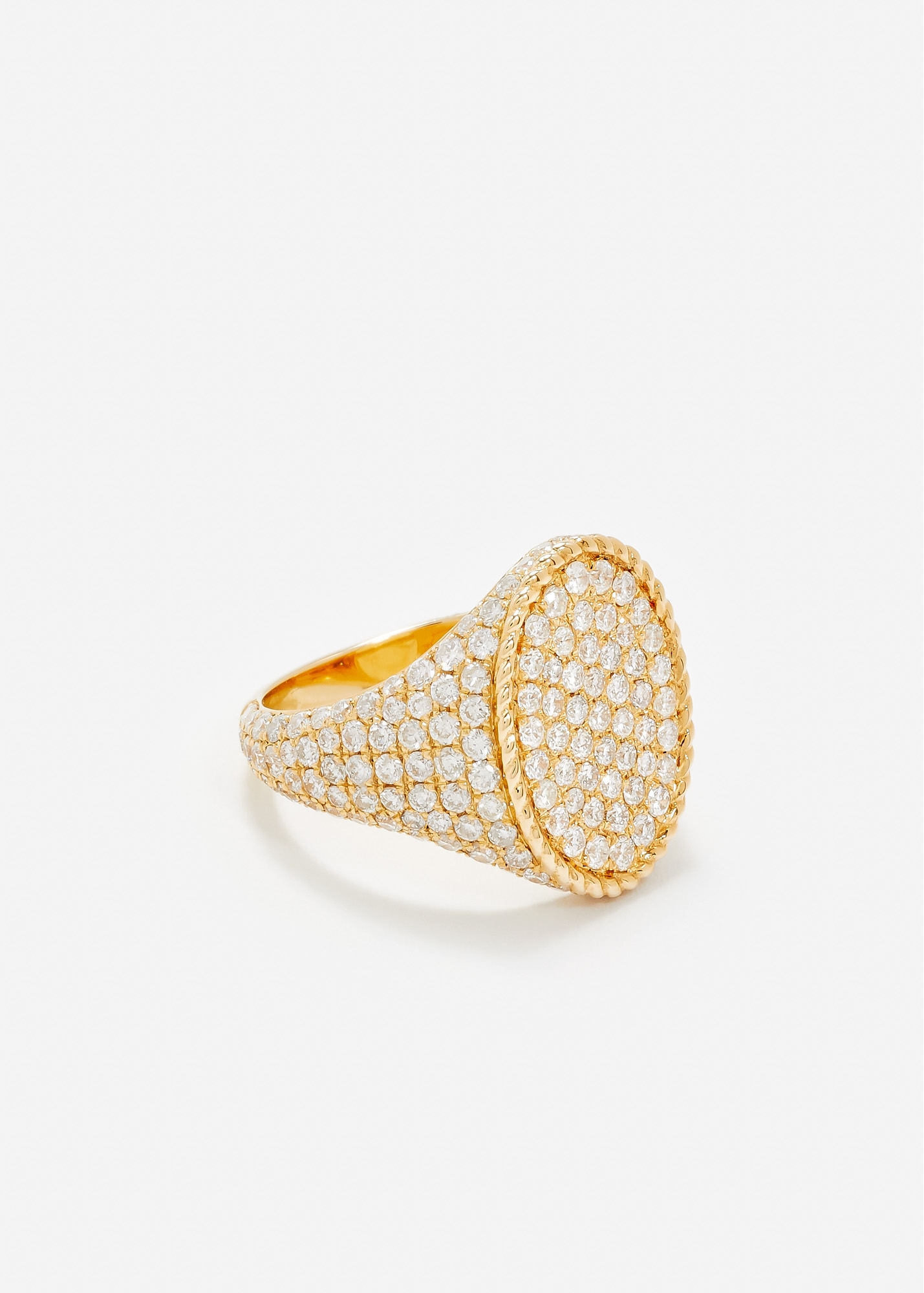 CHEVALIÈRE OVALE FULL DIAMANTS OR JAUNE