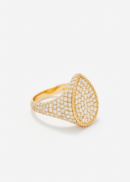 CHEVALIÈRE POIRE FULL DIAMANTS OR JAUNE