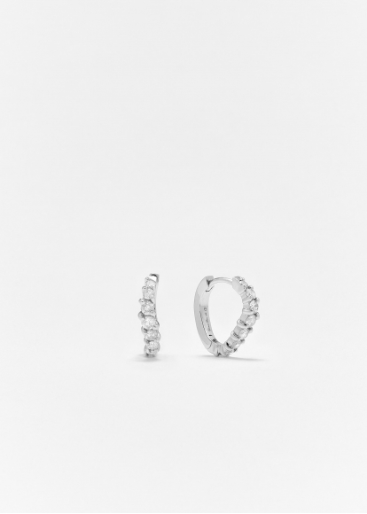 PAIRE DE CRÉOLES VAGUE DIAMANTS PM OR BLANC