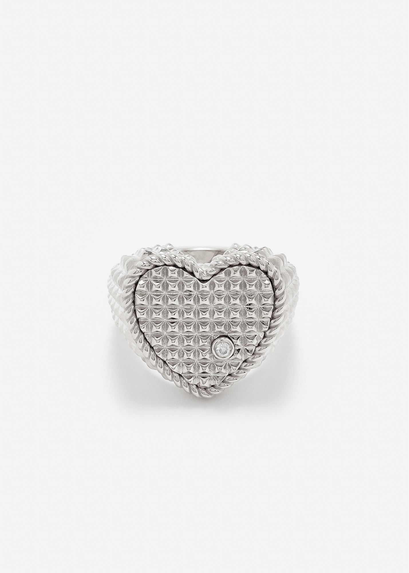 CHEVALIÈRE COEUR PICOTTI OR BLANC