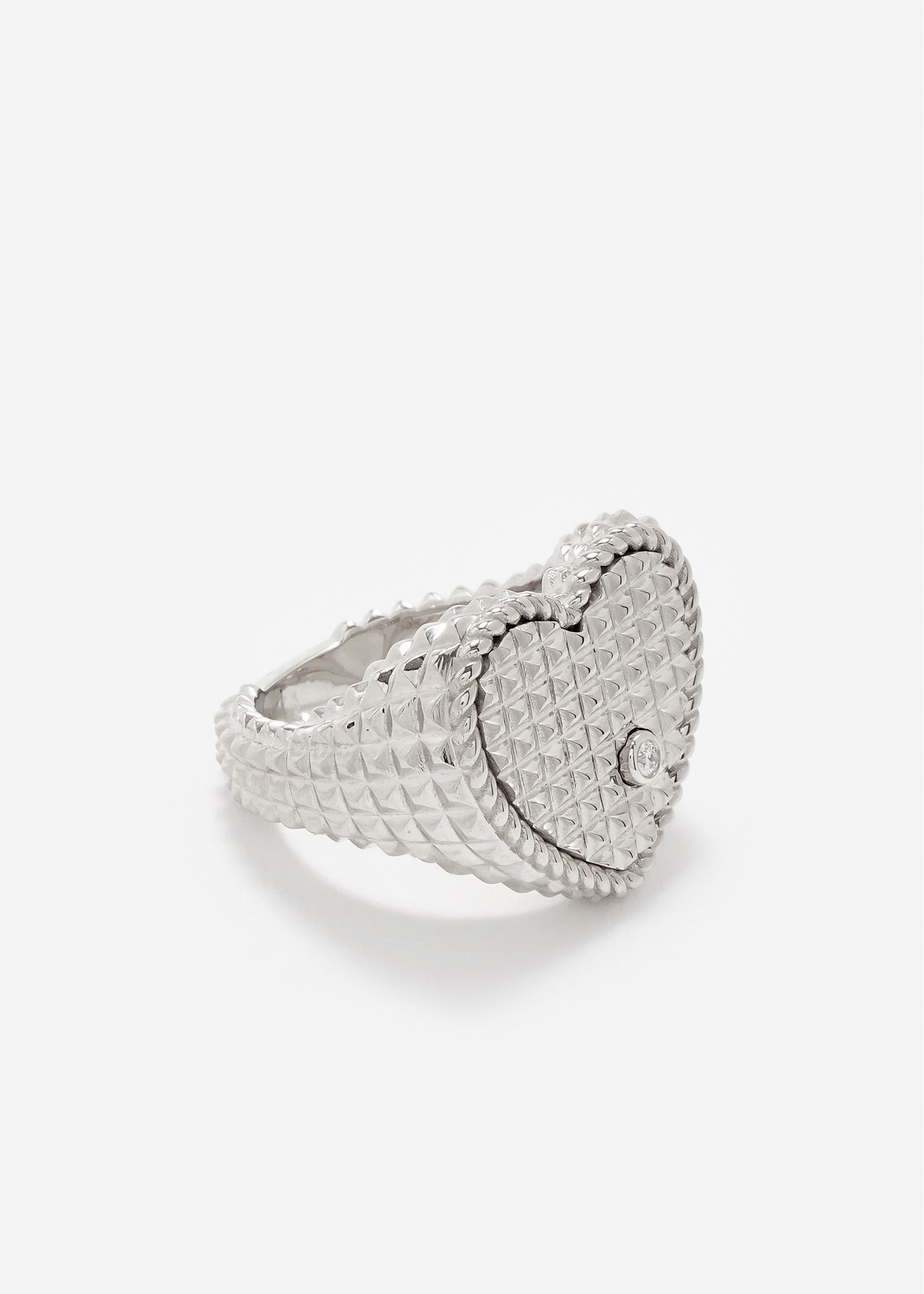 CHEVALIÈRE COEUR PICOTTI OR BLANC