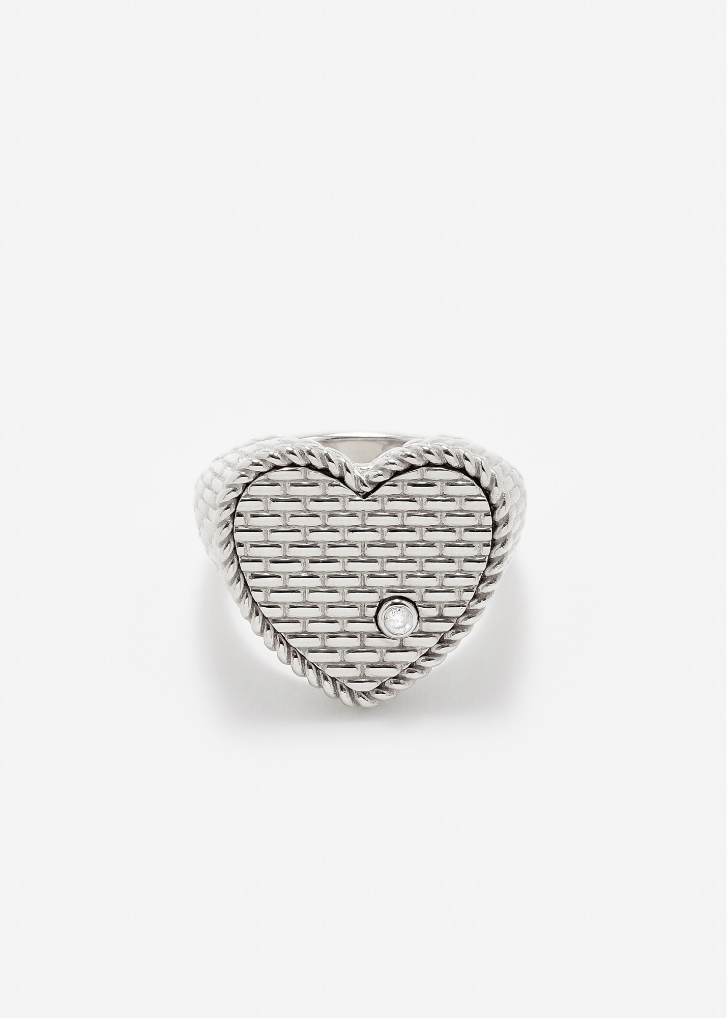 CHEVALIÈRE COEUR CANNAGE OR BLANC