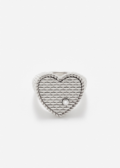 CHEVALIÈRE COEUR CANNAGE OR BLANC