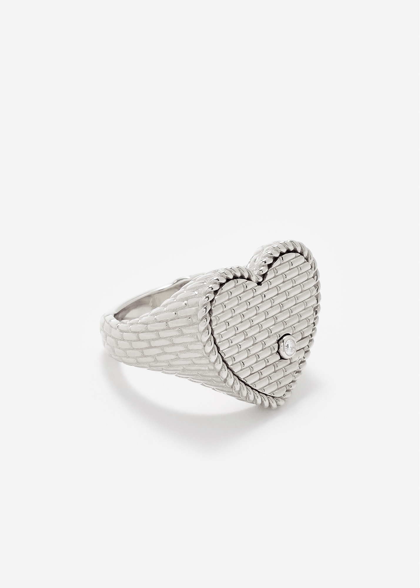 CHEVALIÈRE COEUR CANNAGE OR BLANC
