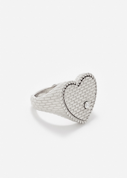 CHEVALIÈRE COEUR CANNAGE OR BLANC