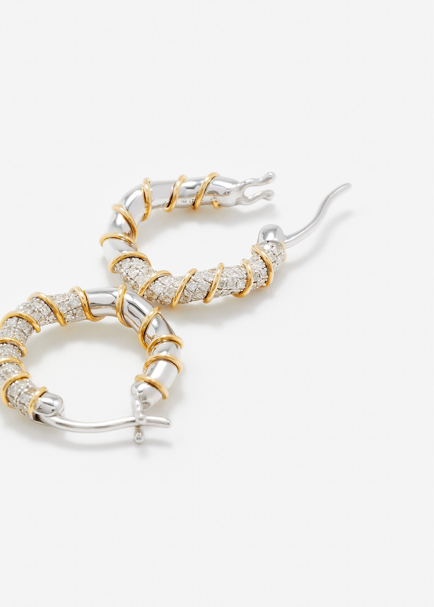 PAIRE DE MINI CRÉOLES TWISTÉES FULL DIAMANTS 2 ORS