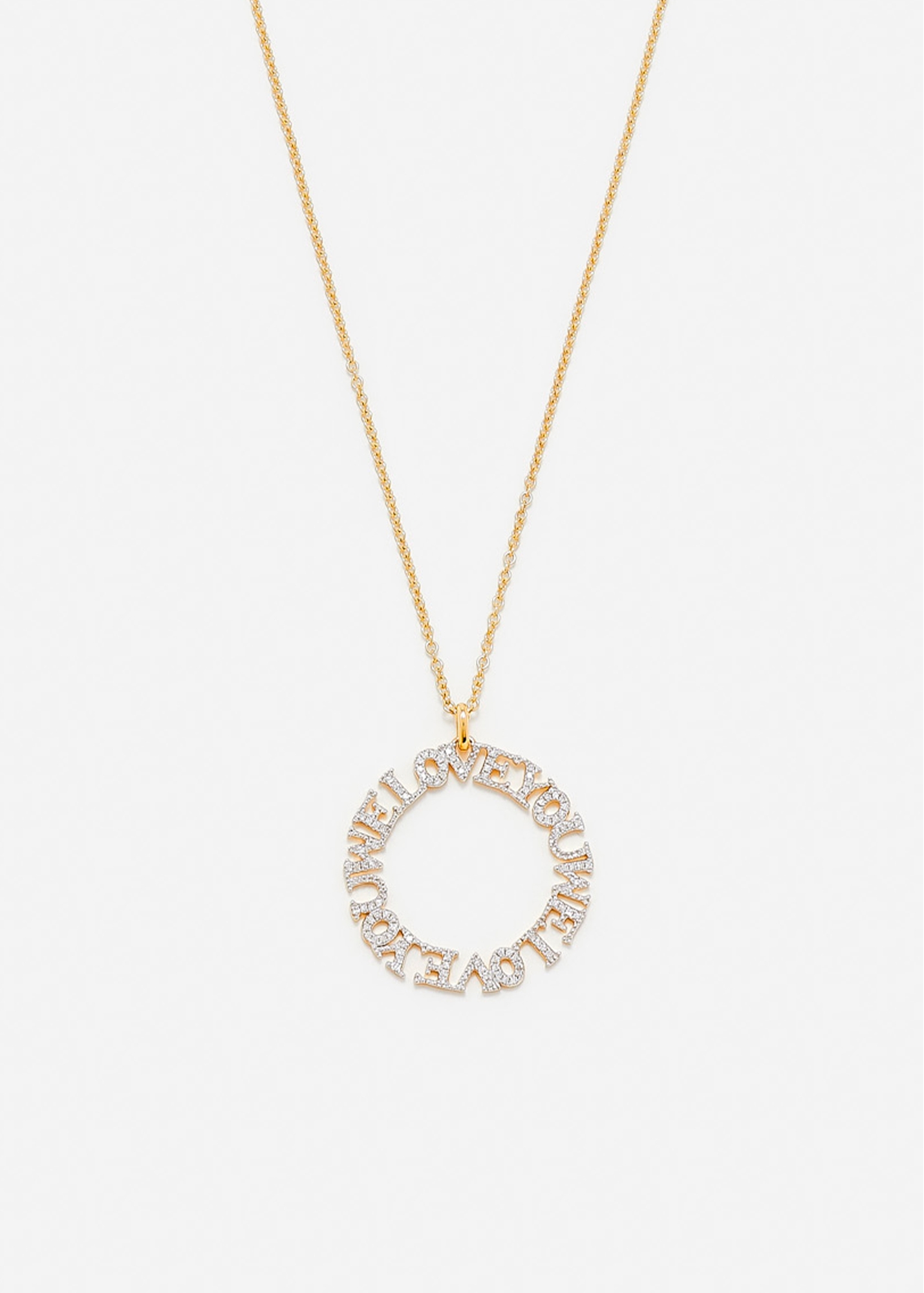 PENDENTIF WE LOVE YOU DIAMANTS OR JAUNE