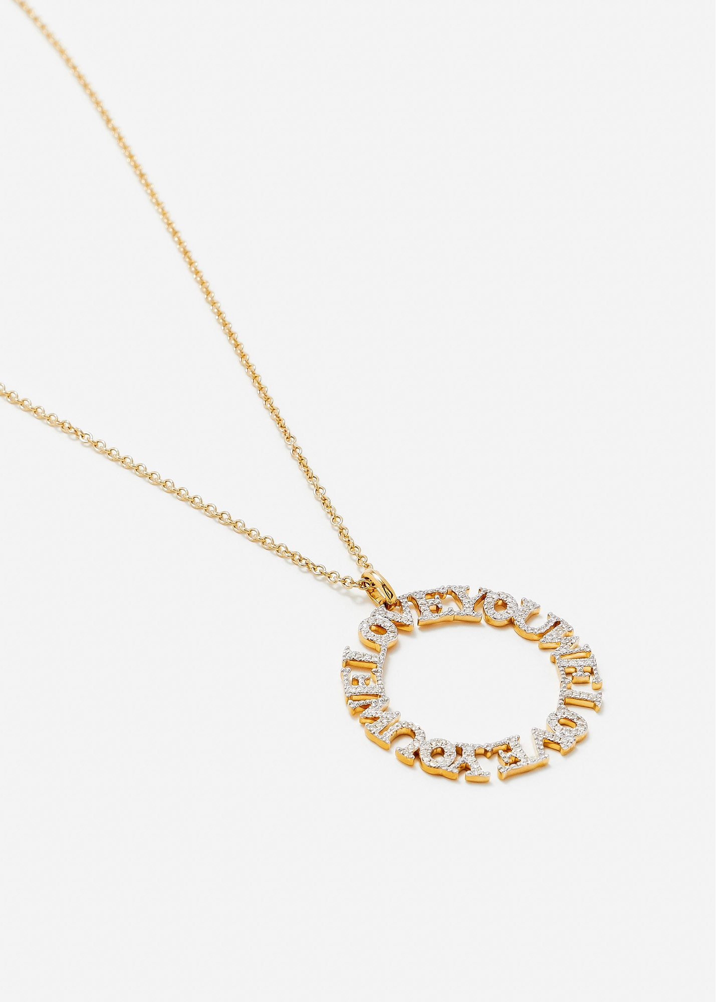 PENDENTIF WE LOVE YOU DIAMANTS OR JAUNE