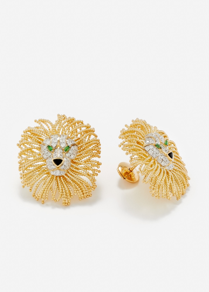 PAIRE DE BOUCLES D'OREILLE LION D’OR OR JAUNE