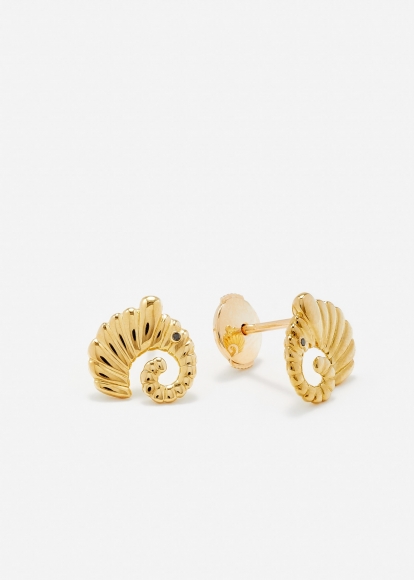 PAIRE DE PUCES ELEPHANT COQUILLAGE GOLD OR JAUNE