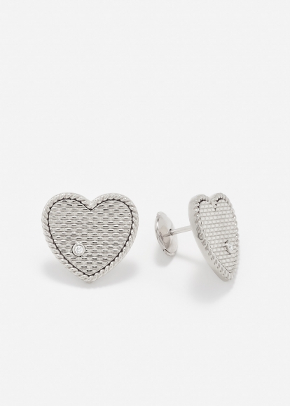 PAIRE DE PUCES COEUR CANNAGE OR BLANC