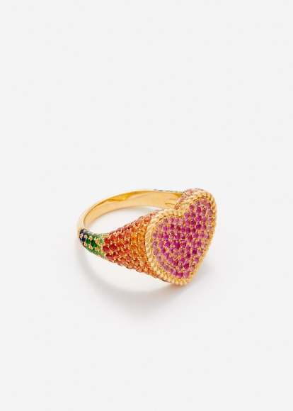 CHEVALIERE COEUR RAINBOW OR JAUNE