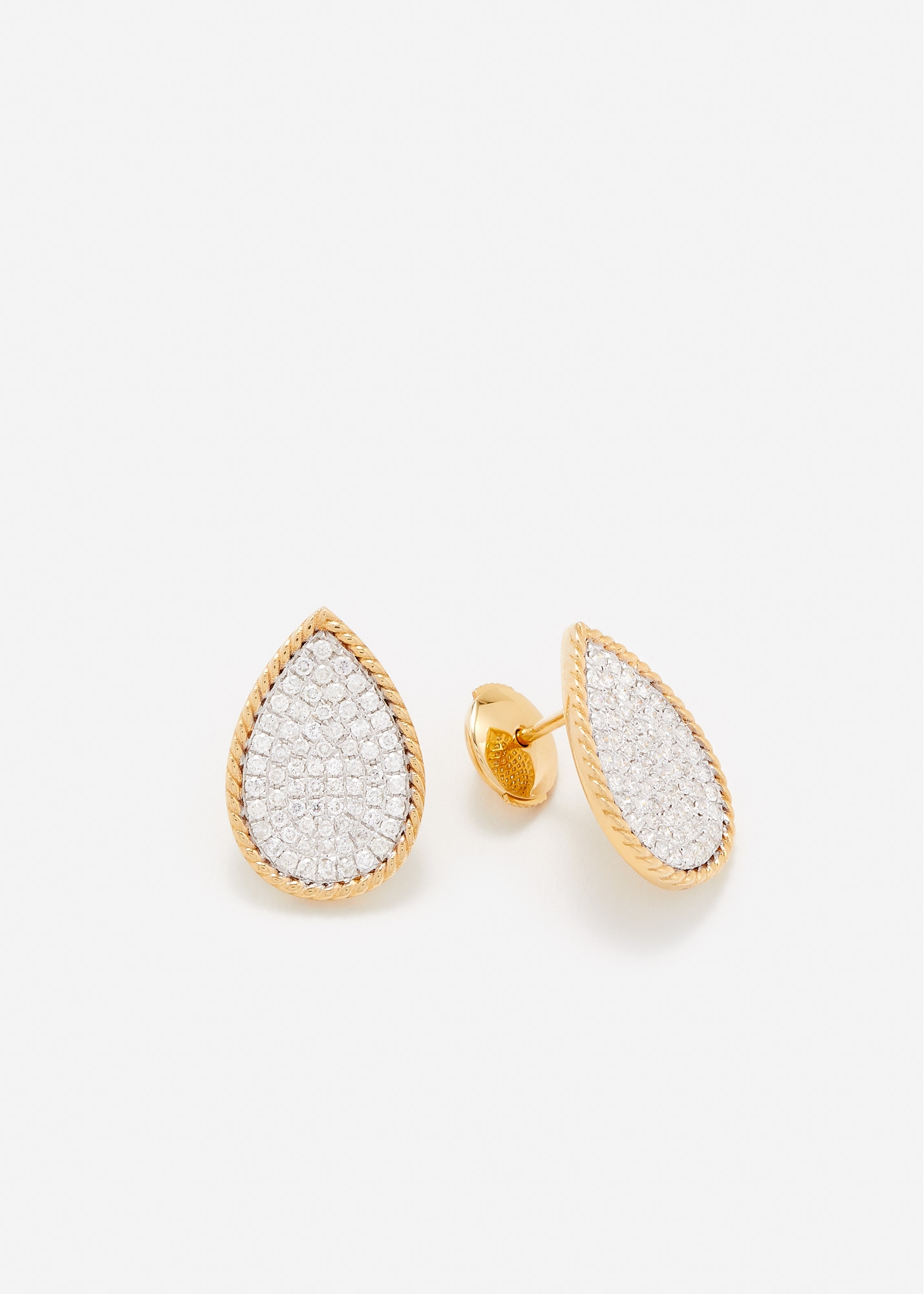 PAIRE DE PUCES POIRE DIAMANTS OR JAUNE
