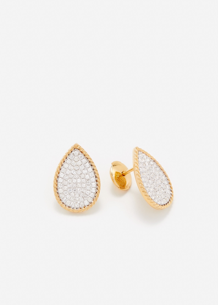 PAIRE DE PUCES POIRE DIAMANTS OR JAUNE