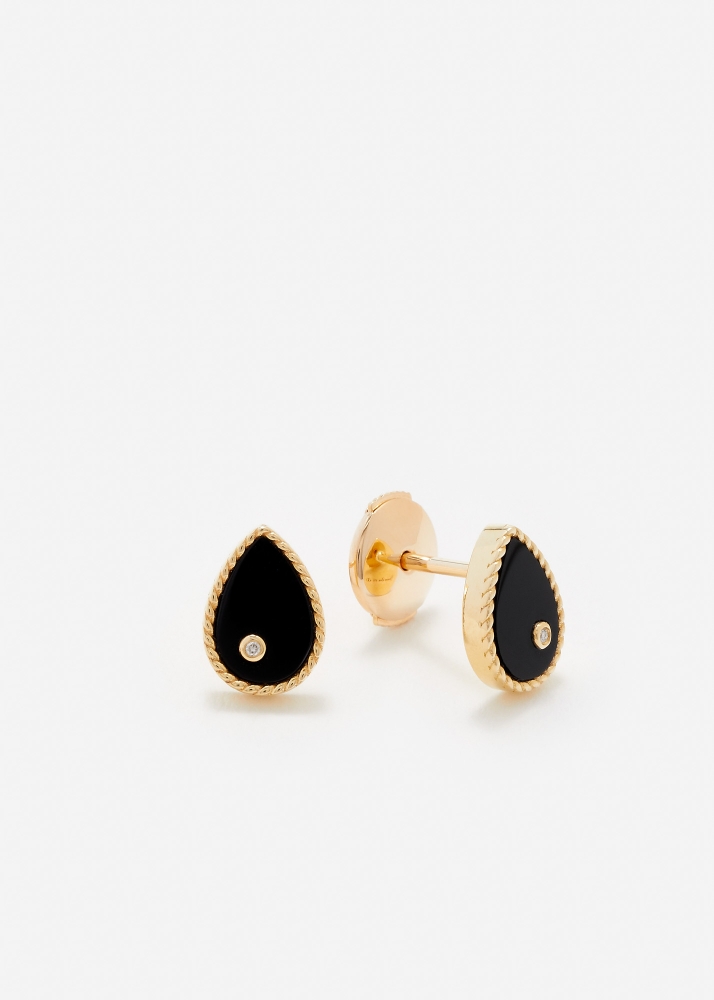 PAIRE DE BABY PUCES POIRE ONYX OR JAUNE