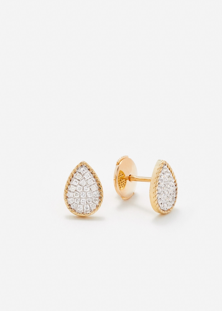 PAIRE DE BABY PUCES POIRE DIAMANTS OR JAUNE