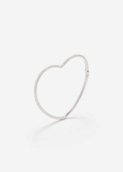 BRACELET JONC COEUR FULL DIAMANTS PM OR BLANC