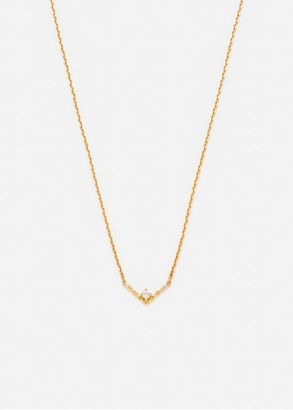 COLLIER SOLITAIRE V DIAMANT PM OR JAUNE