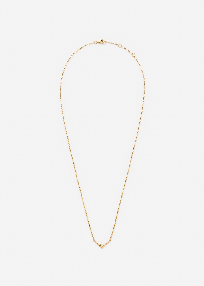 COLLIER SOLITAIRE V DIAMANT PM OR JAUNE