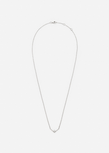 COLLIER SOLITAIRE V DIAMANT PM OR BLANC