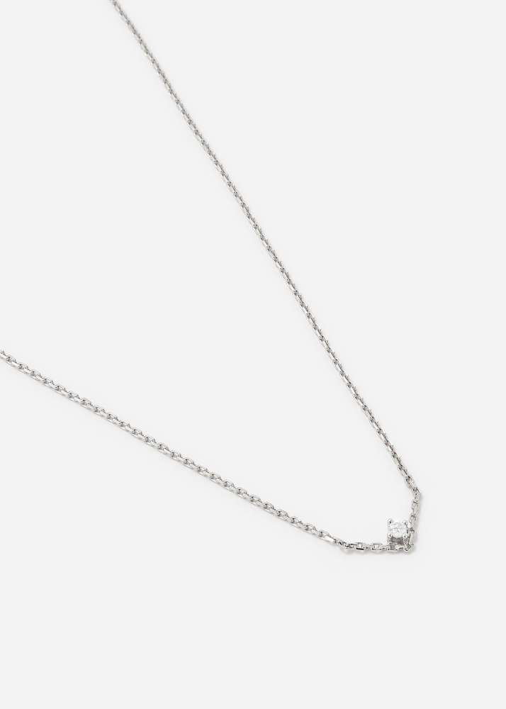 COLLIER SOLITAIRE V DIAMANT PM OR BLANC