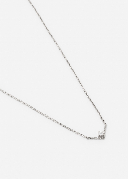 COLLIER SOLITAIRE V DIAMANT PM OR BLANC