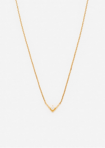COLLIER SOLITAIRE V DIAMANT GM OR JAUNE