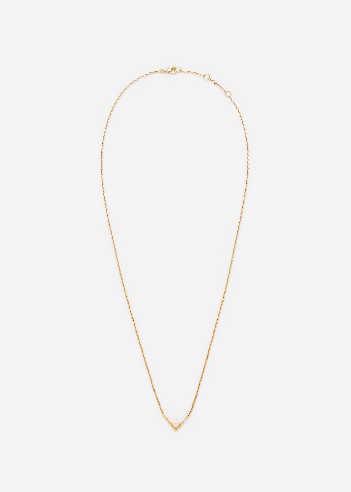 COLLIER SOLITAIRE V DIAMANT GM OR JAUNE