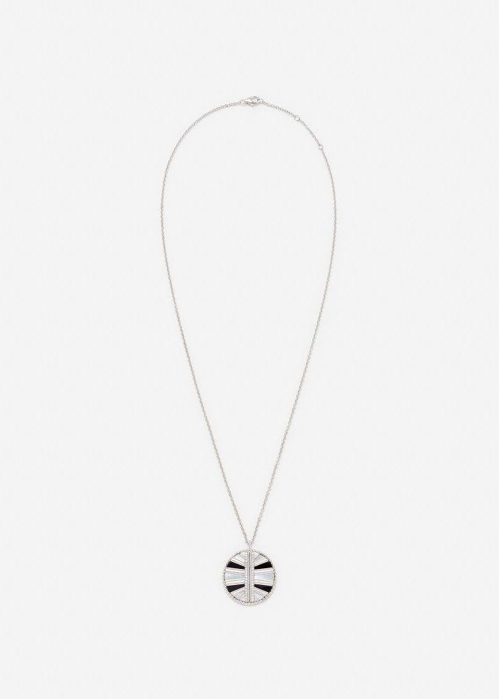 PENDENTIF BACKGAMMON OR BLANC