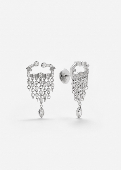 PAIRE DE BOUCLES D’OREILLE SCORPIO DIAMANTS OR BLANC