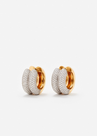 PAIRE DE CRÉOLES BOUÉES FULL DIAMANTS 2 ORS