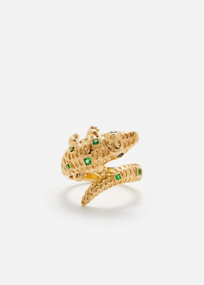 BAGUE CROCO OR JAUNE