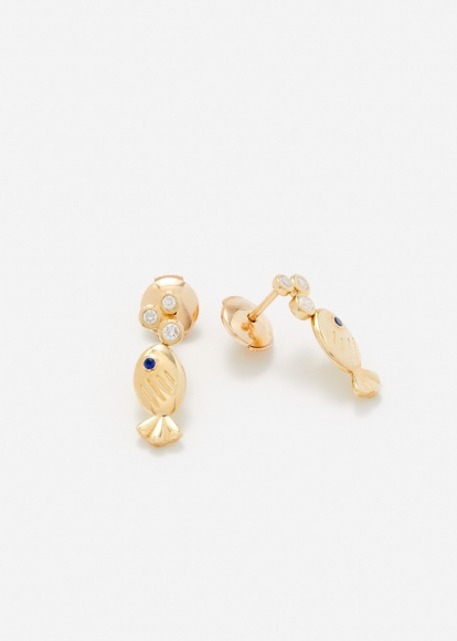 PAIRE DE BOUCLES D’OREILLE SOUS L’EAU OR JAUNE