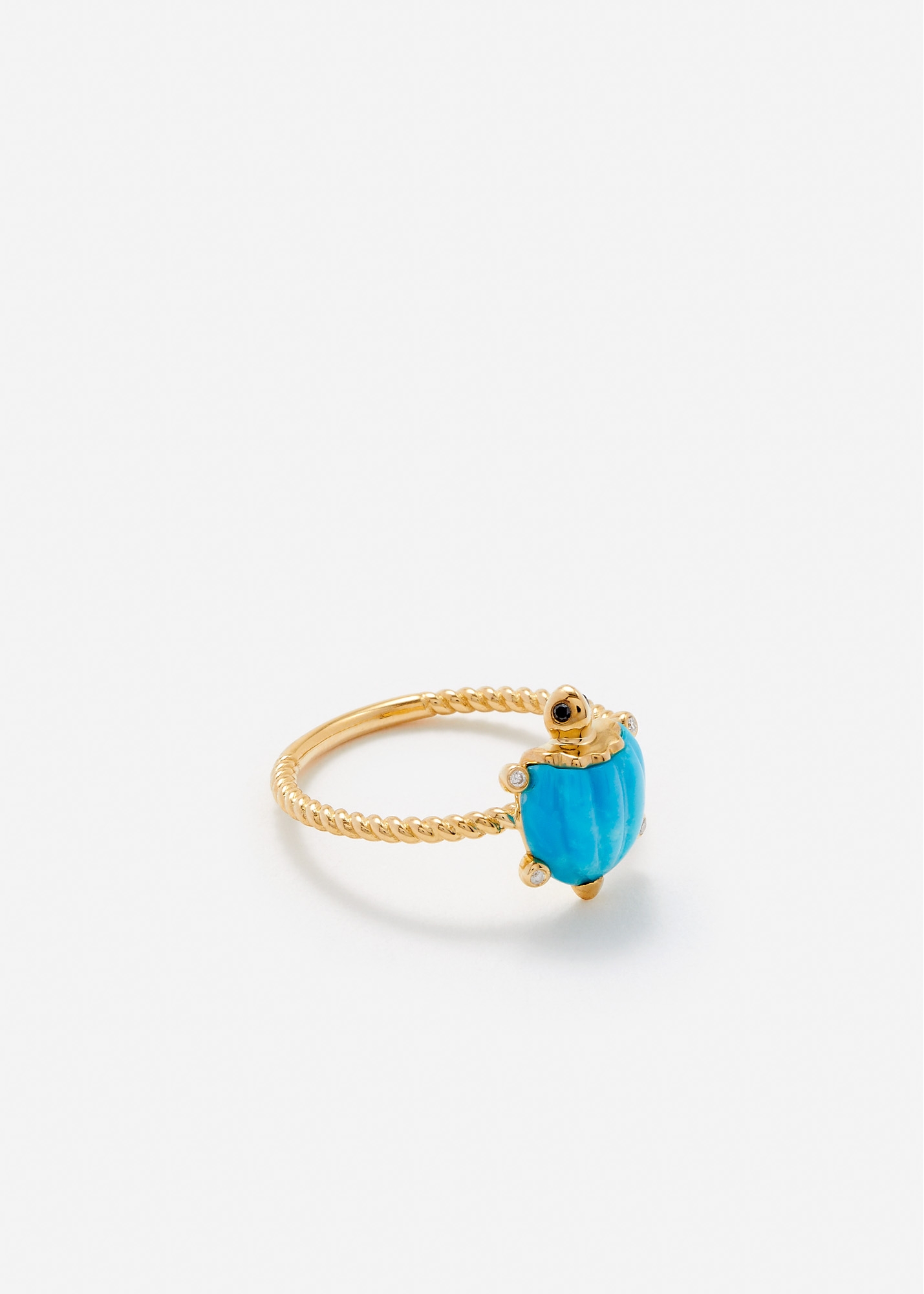 MINI BAGUE TORTUE TURQUOISE OR JAUNE