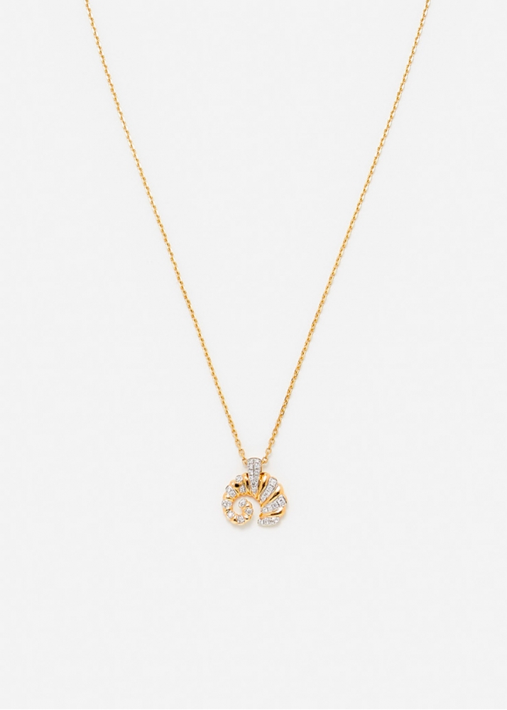 COLLIER MINI ÉLÉPHANT COQUILLAGE DIAMANTS OR JAUNE